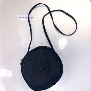 Black Straw Cross-body Bag